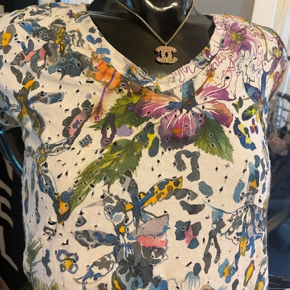 ❤️sold❤️ Balmain Floral distressed t shirt France 36 USA 6 medium - Picture 8 of 14